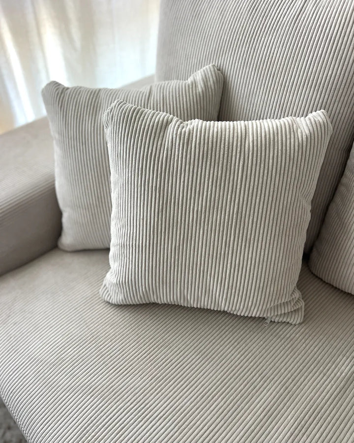 Corner Sofa Bed 3 Seater Corduroy Light Beige with Storage Left Hand Deantrei