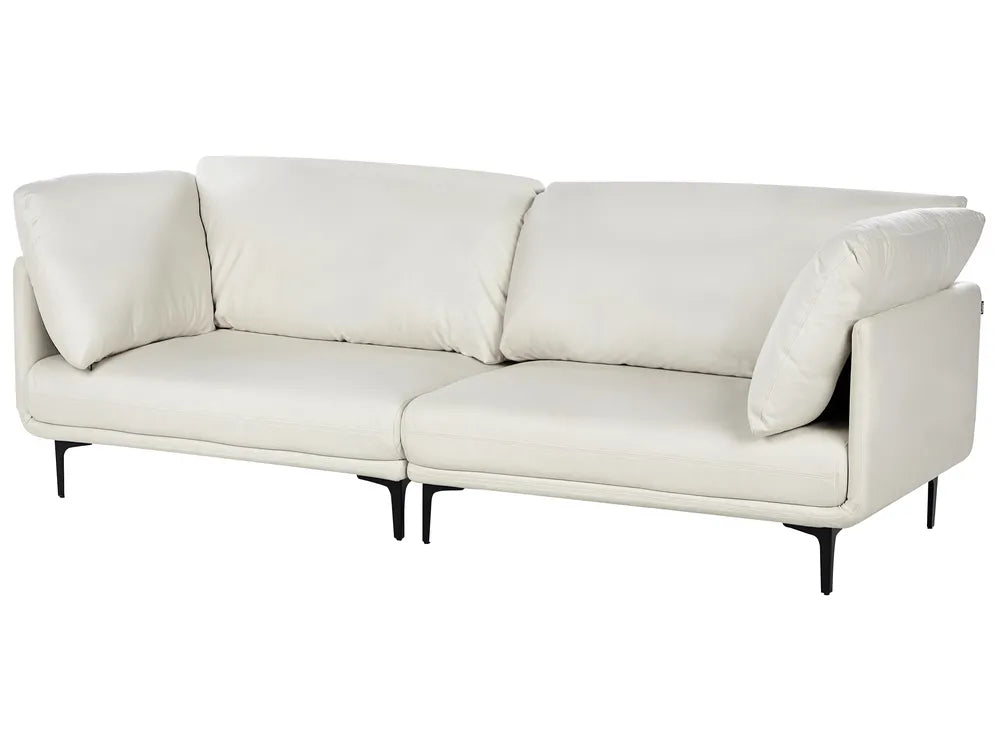 Sofa 3 Seater Faux Leather Off-White Yazgur