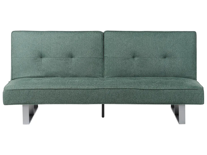 Green fabric sofa bed on a white background