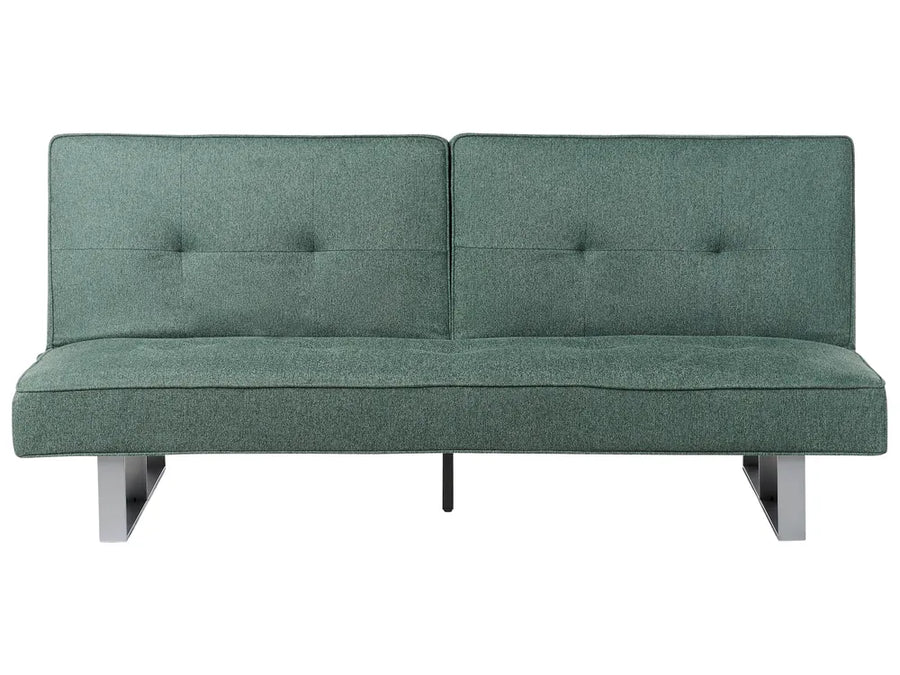 Green fabric sofa bed on a white background