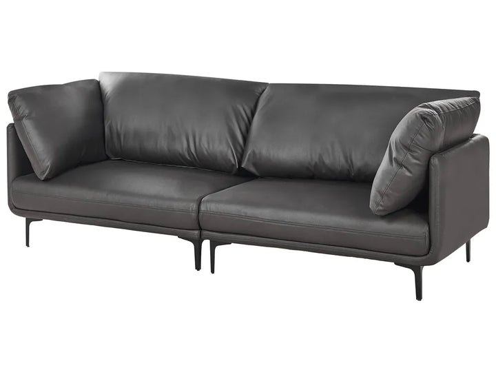 Sofa 3 Seater Faux Leather Black Yazgur