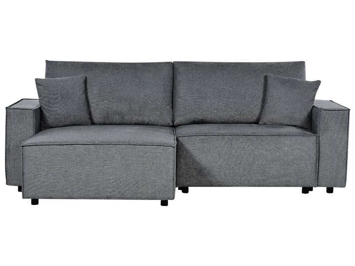 Dark grey fabric corner sofa bed 3 seater right hand with storage