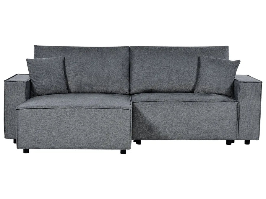 Dark grey fabric corner sofa bed 3 seater right hand with storage