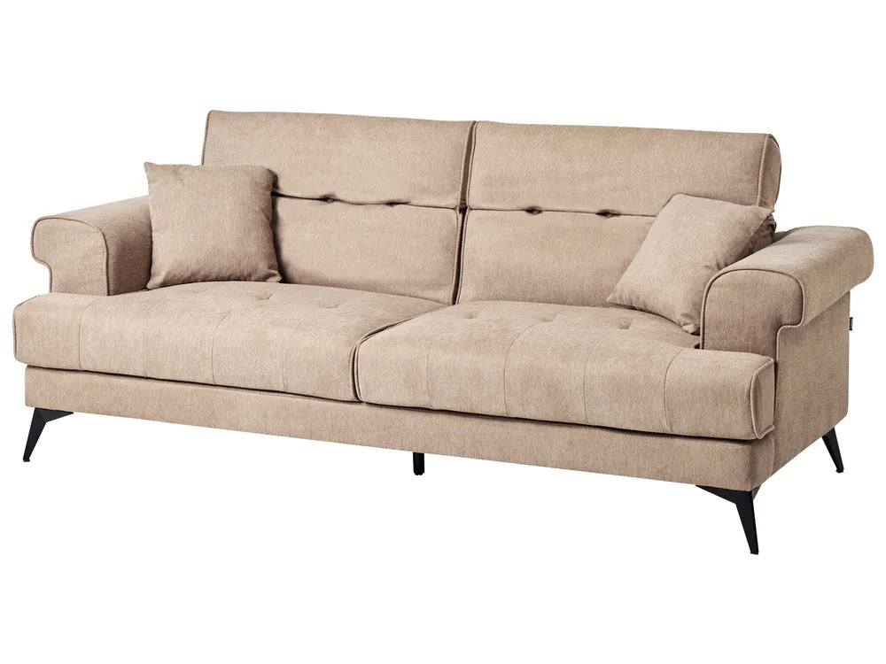 Sofa 3 Seater Fabric Light Brown Jimeny