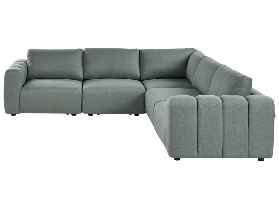 Green fabric modular corner sofa 5 seater left hand, modern sectional sofa for living room