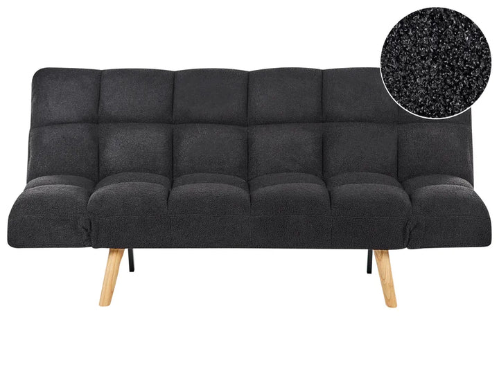 Sofa Bed 2 Seater Boucle Black Cashten