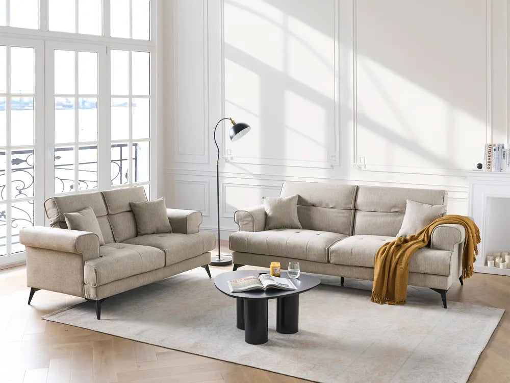 Sofa 3 Seater Fabric Taupe Jimeny