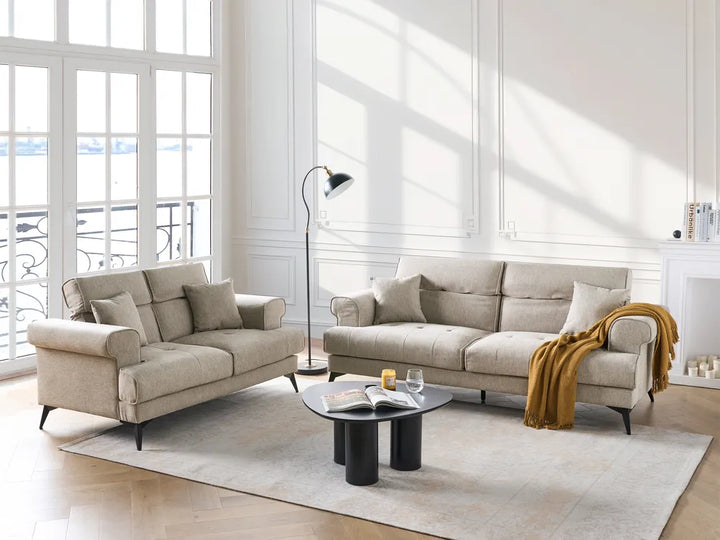 Sofa 3 Seater Fabric Taupe Jimeny
