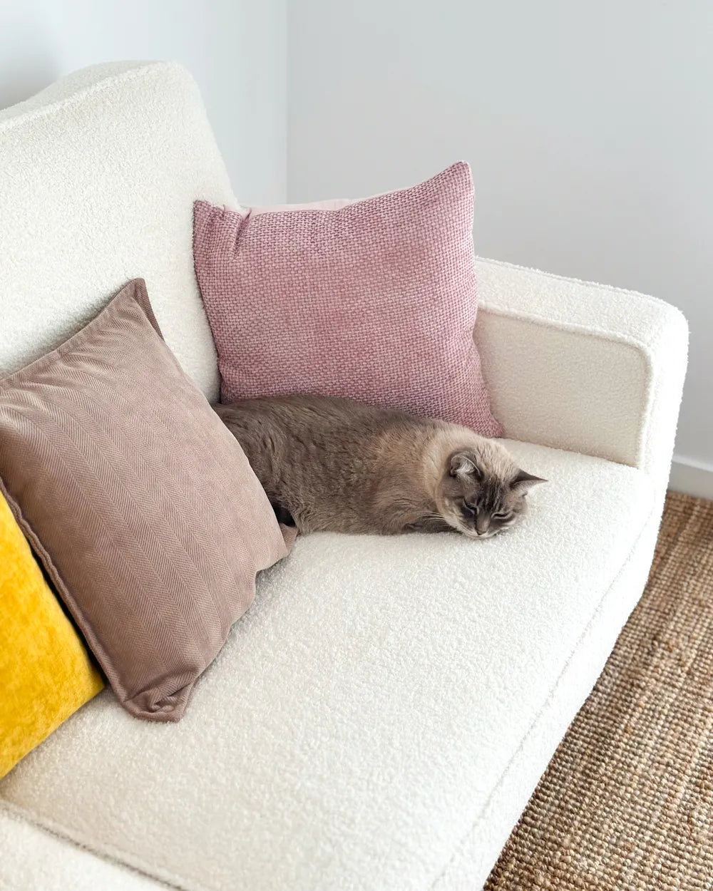 Sofa 3 Seater Boucle White Chanet
