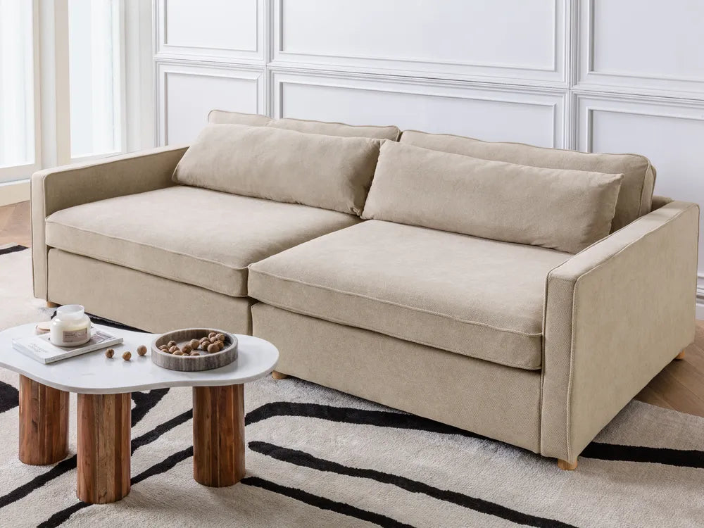 Sofa 3 Seater Fabric Taupe Tina