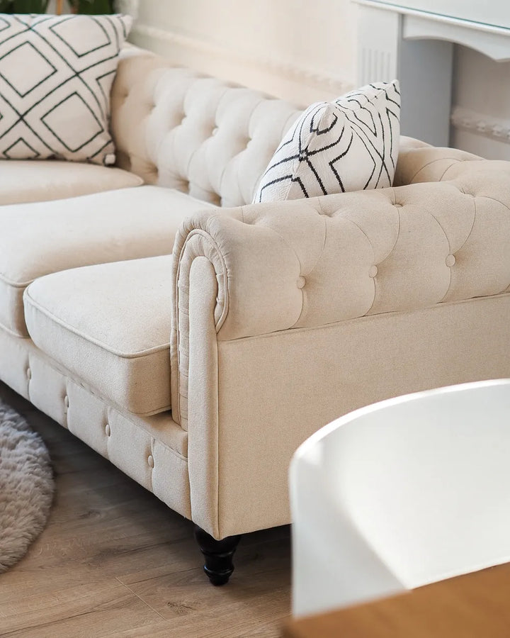 Sofa 3 Seater Fabric Beige Besnard