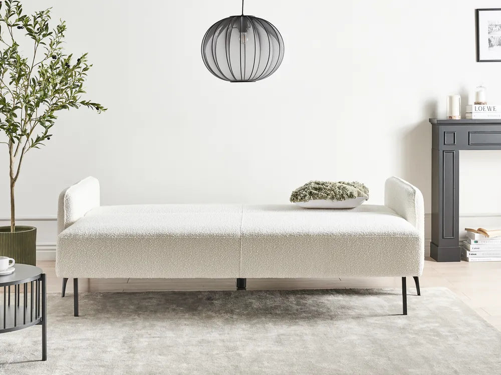 Sofa Bed 3 Seater Boucle Off-White Kaylle