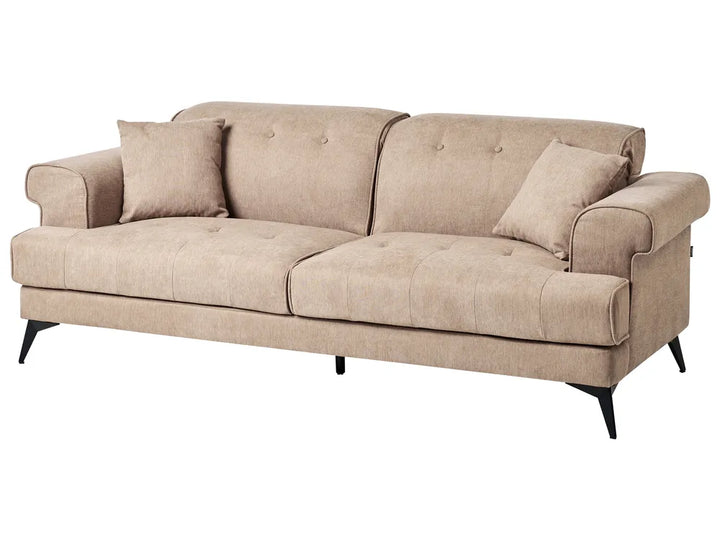 Sofa 3 Seater Fabric Light Brown Jimeny