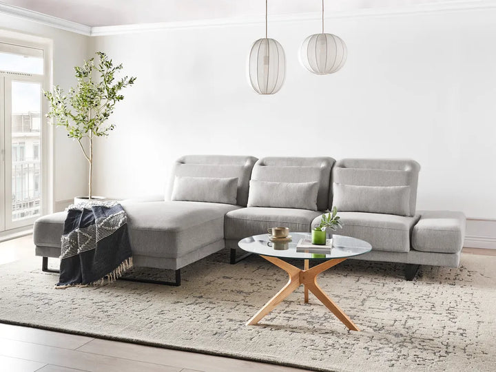 Corner Sofa 4 Seater Fabric Light Grey Right Hand Ninja