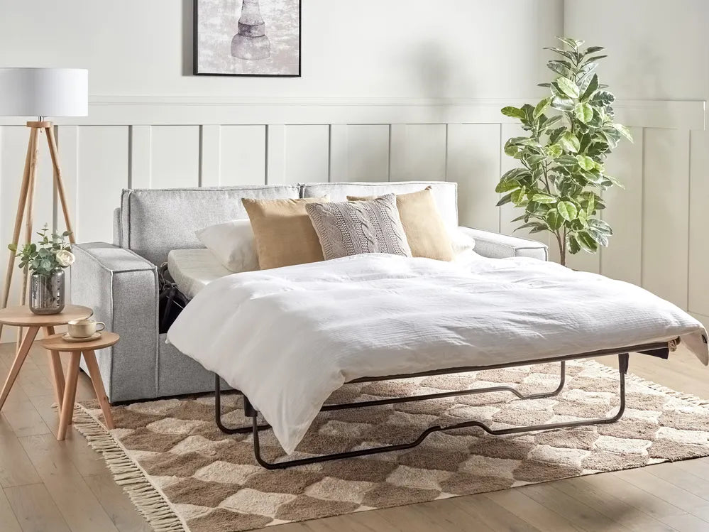 Sofa Bed 3 Seater Fabric Light Grey Bertina