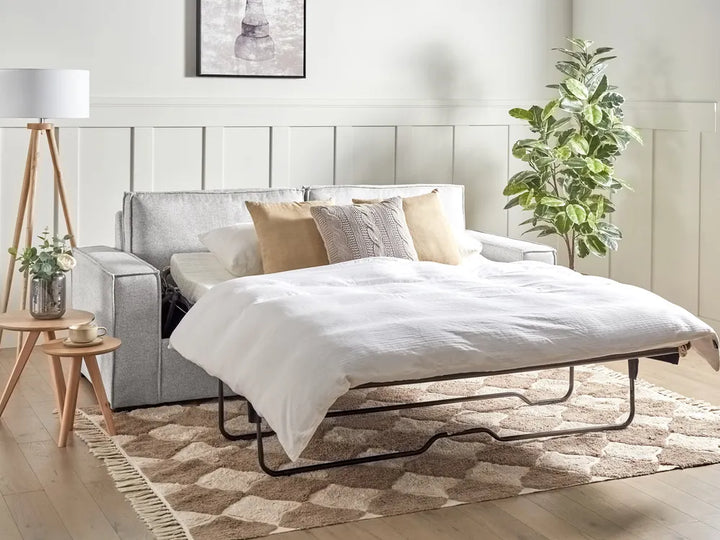 Sofa Bed 3 Seater Fabric Light Grey Bertina