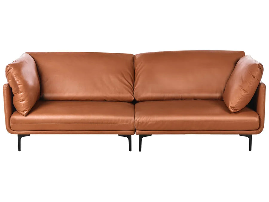 Brown leather sofa on a white background
