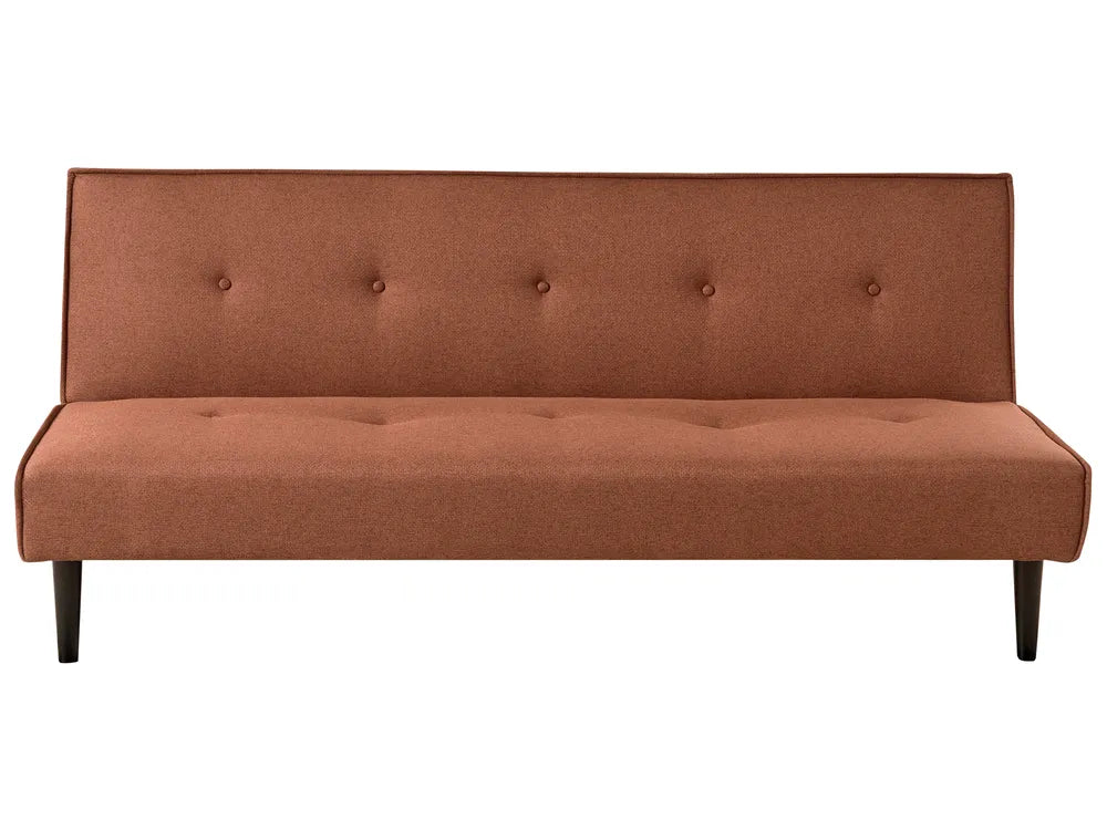 Brown upholstered sofa bed on a white background