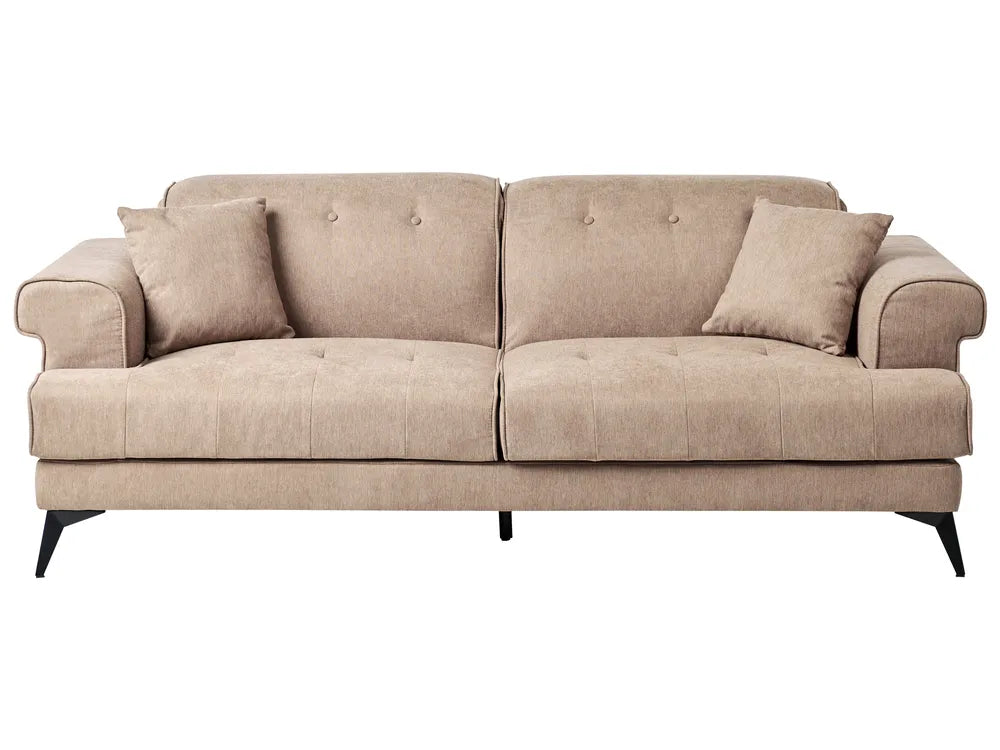 Sofa 3 Seater Fabric Light Brown Jimeny