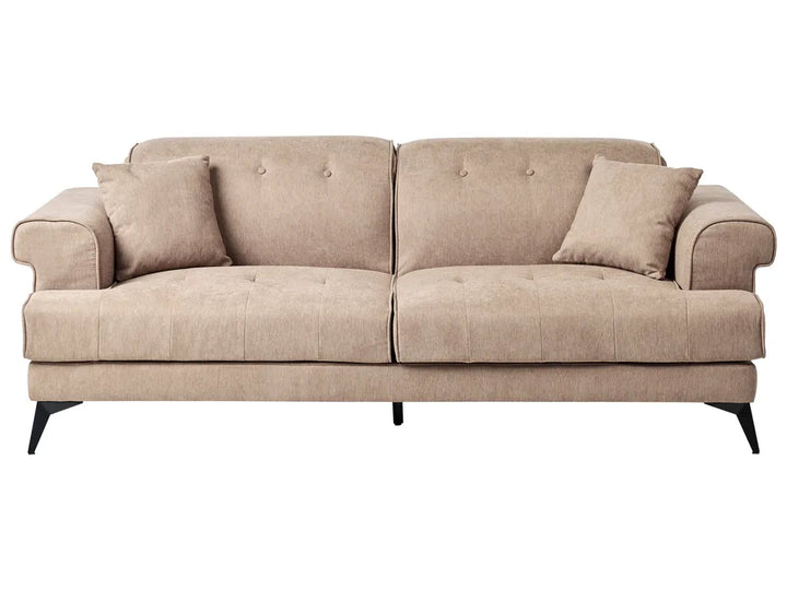 Sofa 3 Seater Fabric Light Brown Jimeny