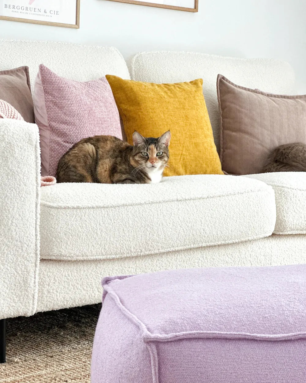 Sofa 3 Seater Boucle White Chanet