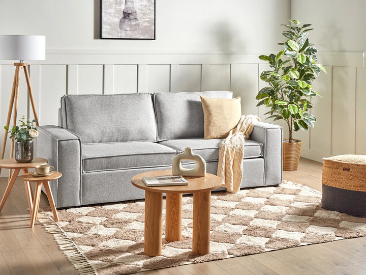 Light grey fabric 3 seater sofa bed with fold-out sleeping function