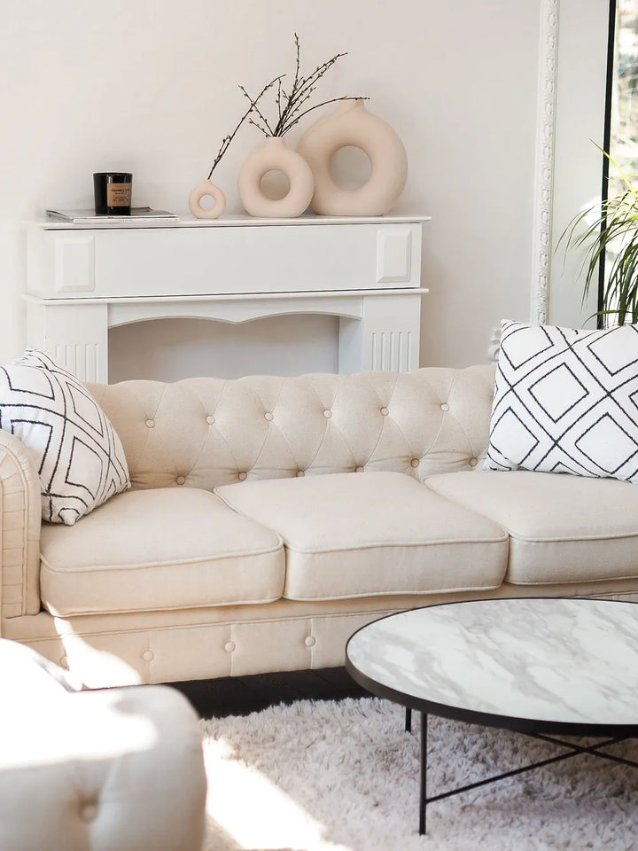 Sofa 3 Seater Fabric Beige Besnard