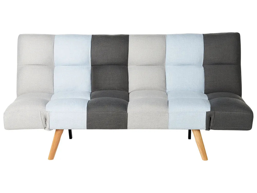 Modular sofa with striped pattern on a white background