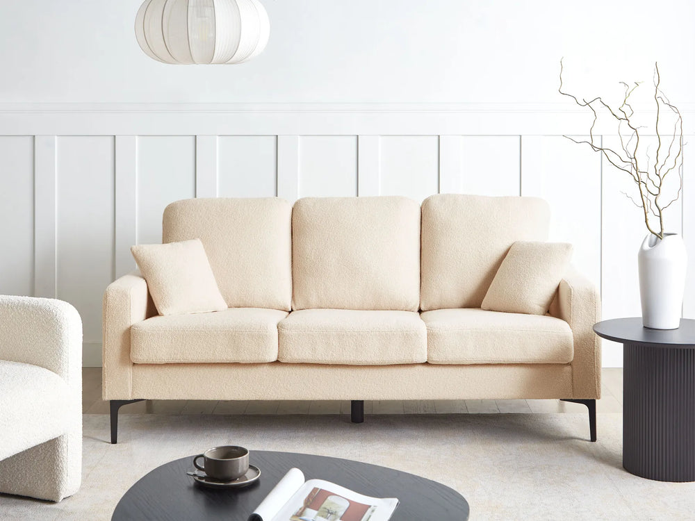 Elegant and comfortable beige 3 seater bouclé sofa