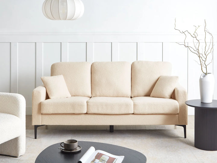 Elegant and comfortable beige 3 seater bouclé sofa