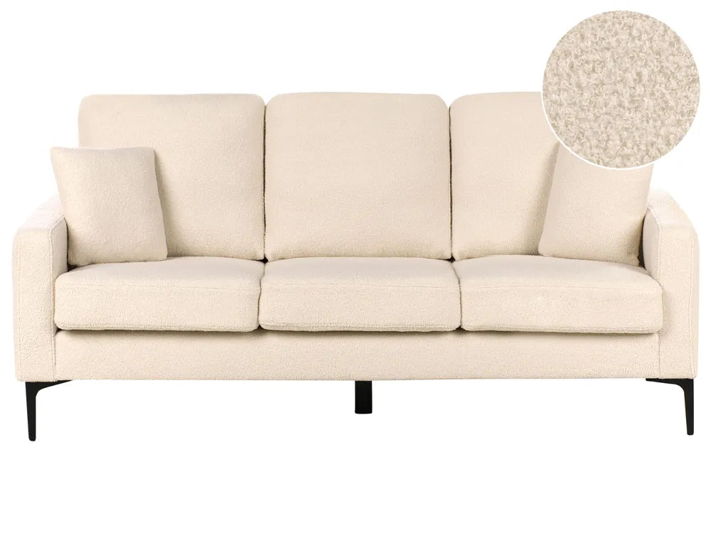 Sofa 3 Seater Boucle Beige Hepburn