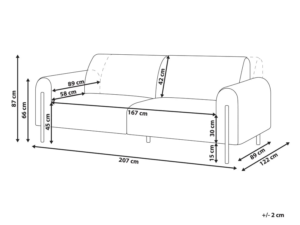 Sofa 3 Seater Fabric Beige Annora