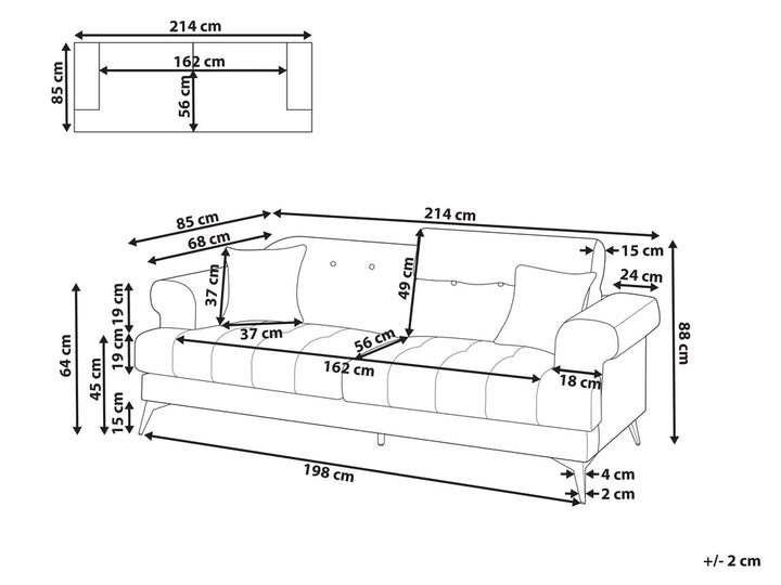 Sofa 3 Seater Fabric Taupe Jimeny