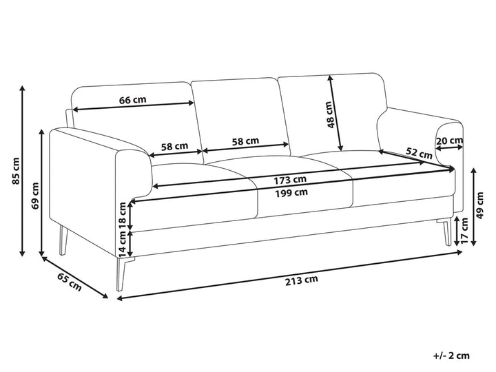 Sofa 3 Seater Fabric Light Beige Zayn
