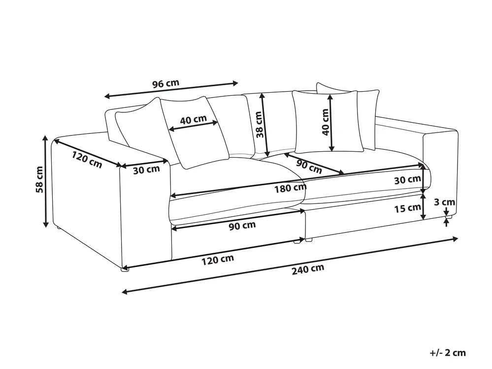 Sofa 3 Seater Fabric Off-White with Footstool Etherine II
