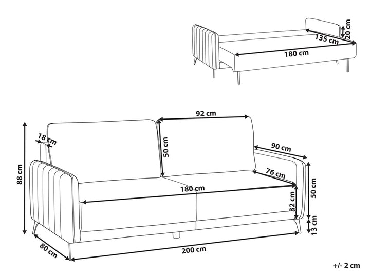 Sofa Bed 3 Seater Boucle Off-White Kaylle