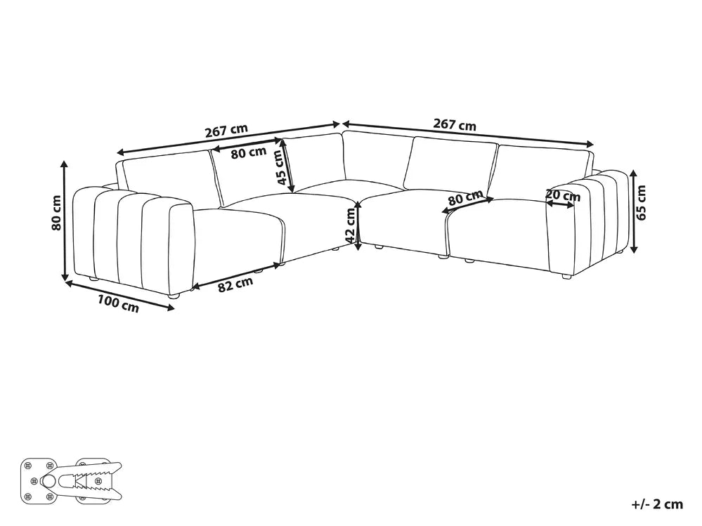 Modular Corner Sofa 5 Seate Fabric Green Left Hand Regeani