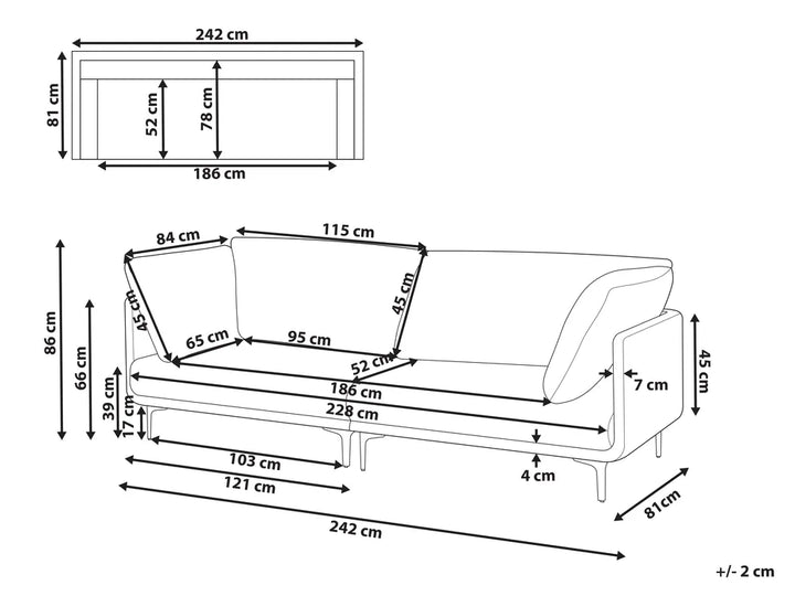 Sofa 3 Seater Faux Leather Black Yazgur