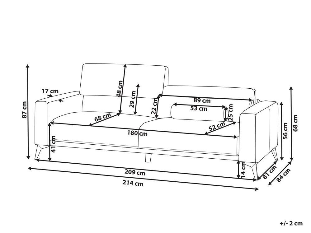 Sofa 3 Seater Faux Leather Black Maeesha
