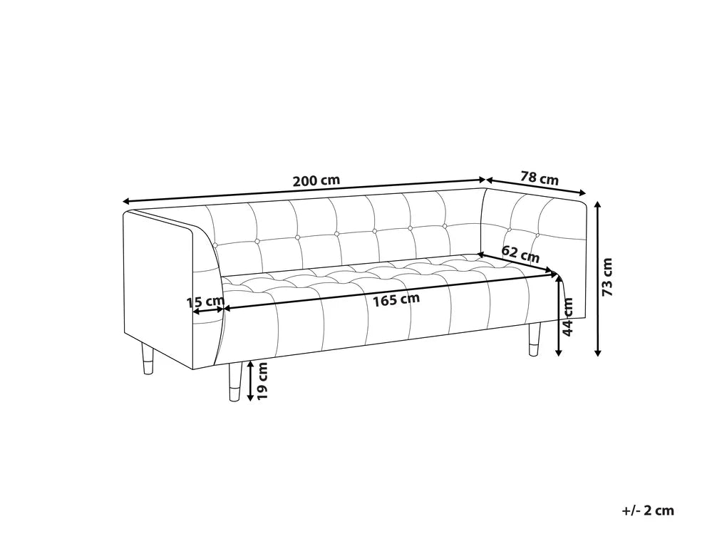 Sofa 3 Seater Fabric Light Beige Cilla