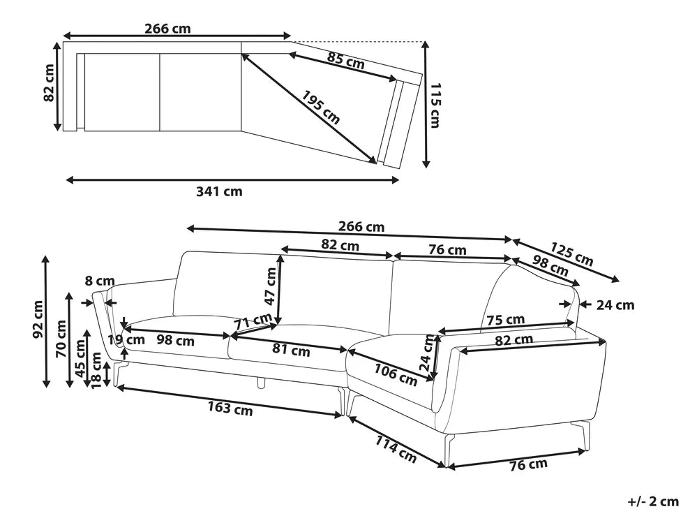 Sofa 3 Seater Fabric Light Beige Turner