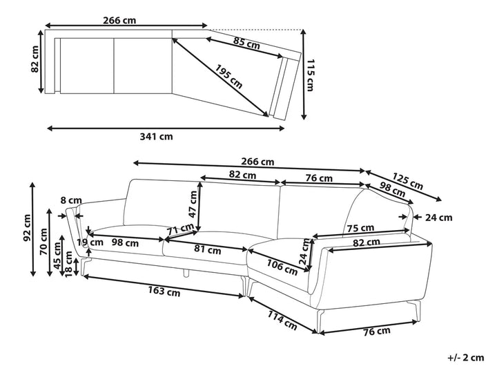 Sofa 3 Seater Fabric Light Beige Turner