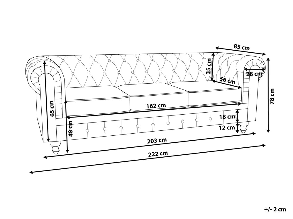 Sofa 3 Seater Fabric Beige Besnard