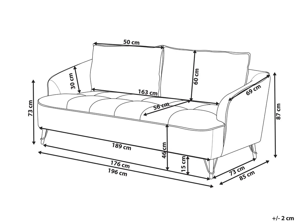 Sofa 3 Seater Fabric Light Brown Adame