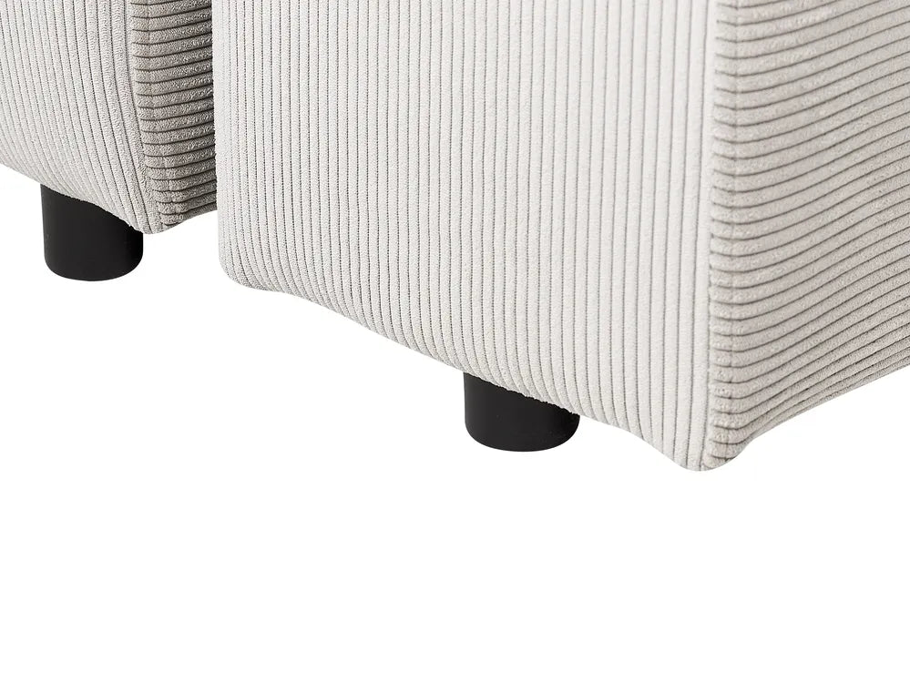 Corner Sofa Bed 3 Seater Corduroy Light Beige with Storage Left Hand Deantrei