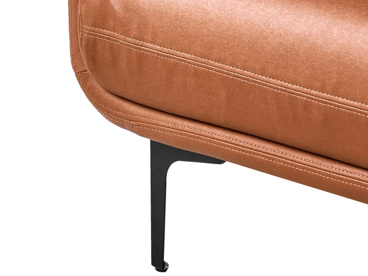 Sofa 3 Seater Faux Leather Golden Brown Yazgur