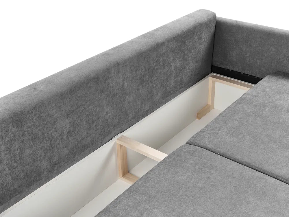 Sofa Bed 3 Seater Chenille Light Grey with Storage Abarca