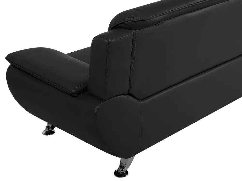 Sofa 3 Seater Faux Leather Black Aidanlee
