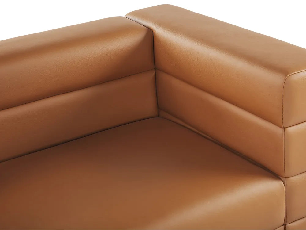 Sofa 3 Seater Faux Leather Brown Mejas