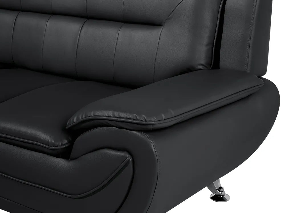 Sofa 3 Seater Faux Leather Black Aidanlee